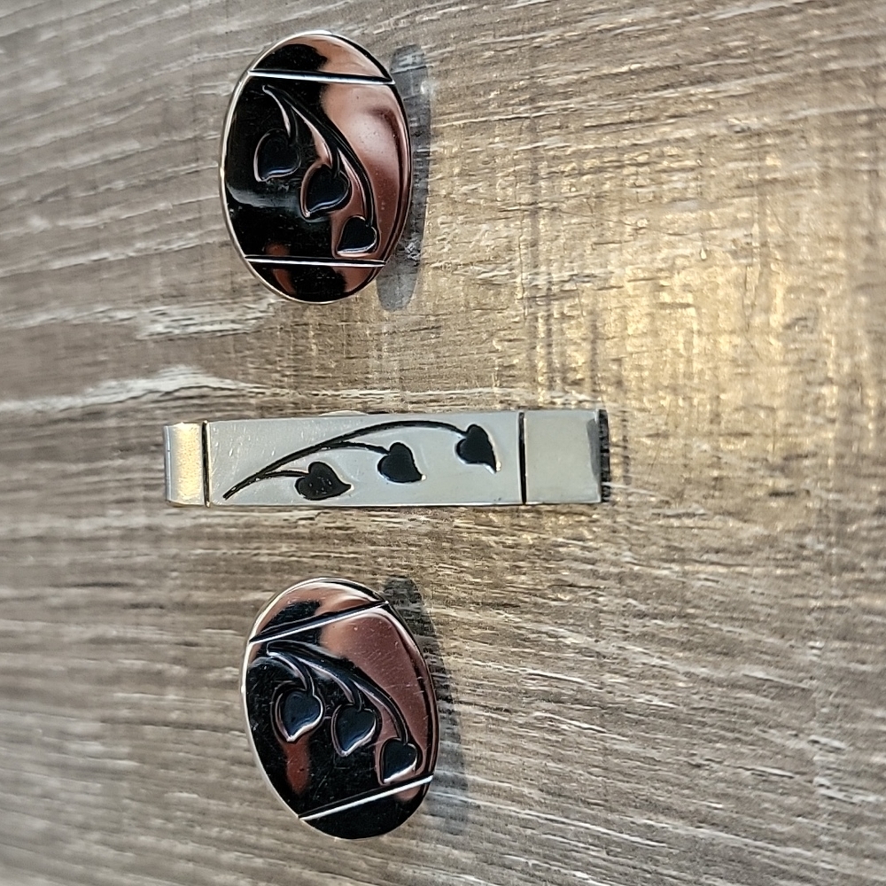 Vintage Flex-Let Set Cuff Links/Tie Clip